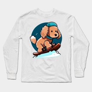 Make a Difference with Every Purchase - Poodle Snowboarding Design Long Sleeve T-Shirt